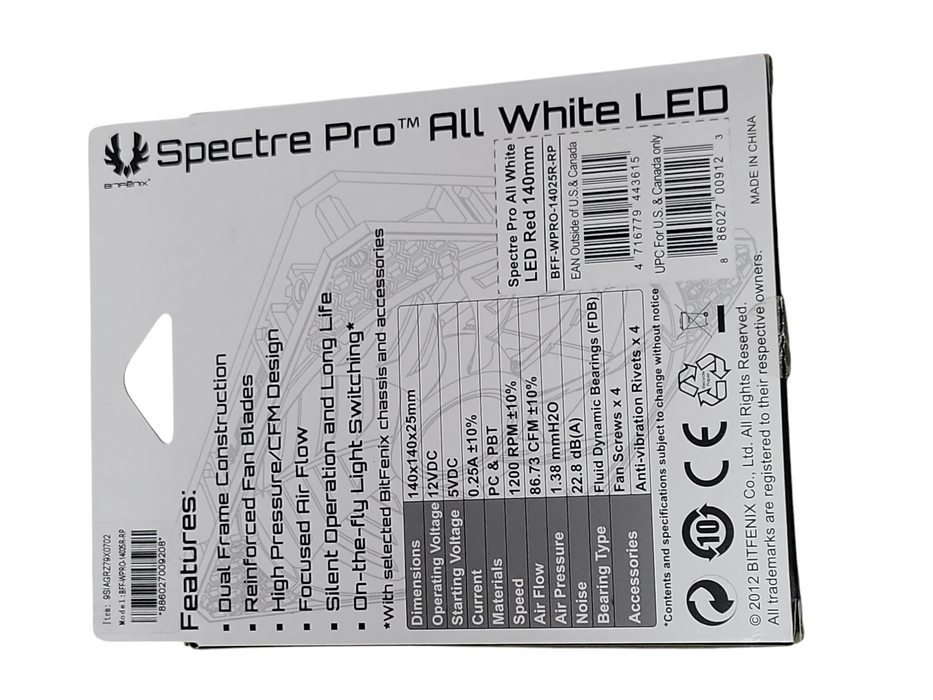 New spectre Pro all white LED 140mm BFF-WPRO-14025R-RP LED fan  Q_