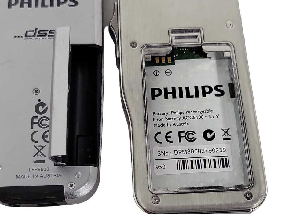 Lot of 2x Assorted Models Philips Digital Memo Pocket Recorders, READ _