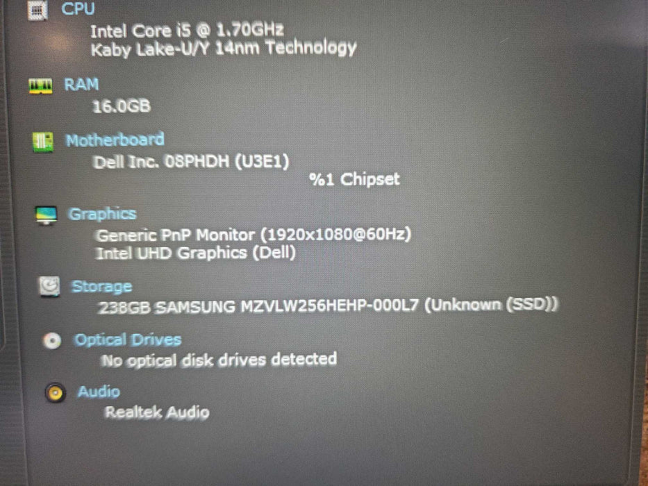 Dell Latitude 5510 15.6" Intel i5-10310U 1.70GHz 16GB RAM 256GB NVME  Lap200
