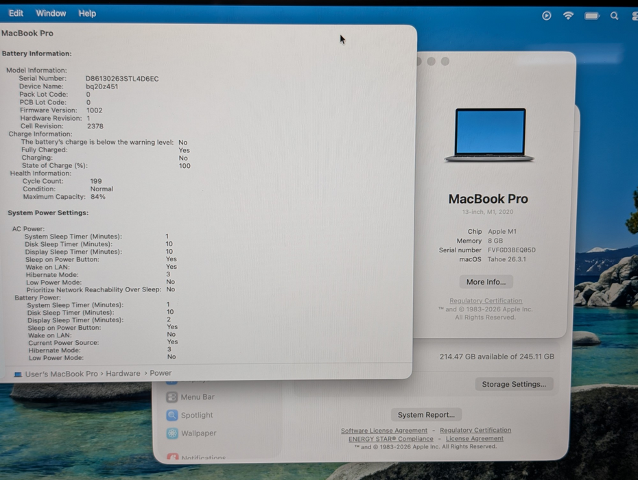 Apple MacBook PRO 13-inch M1 2020 8GB RAM 250GB Storage A2338 -