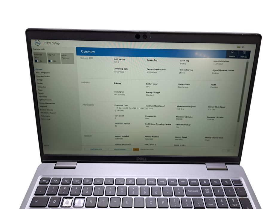 Dell Precision 3560 | Intel Core i7-1165G7, 16GB DDR4, T500 2GB, 512GB NVMe READ ) Lap200