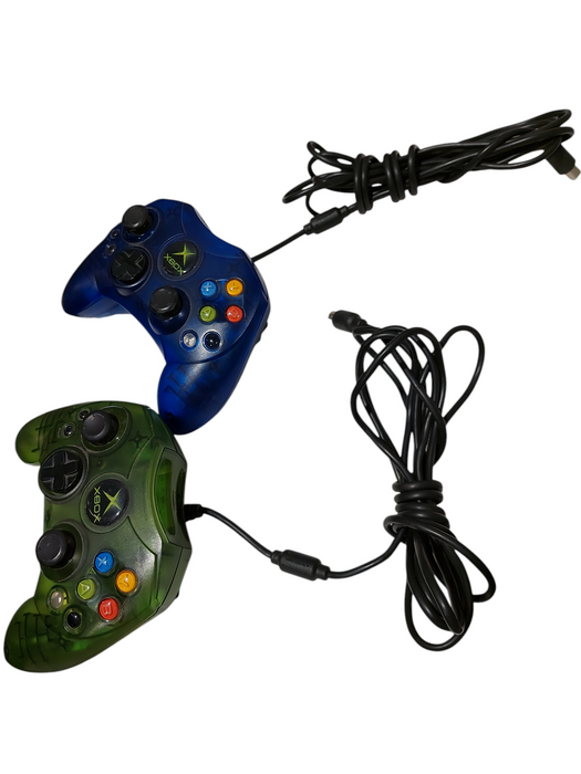 Bundle of 2 OEM Original Xbox Controller S Blue & Green  =