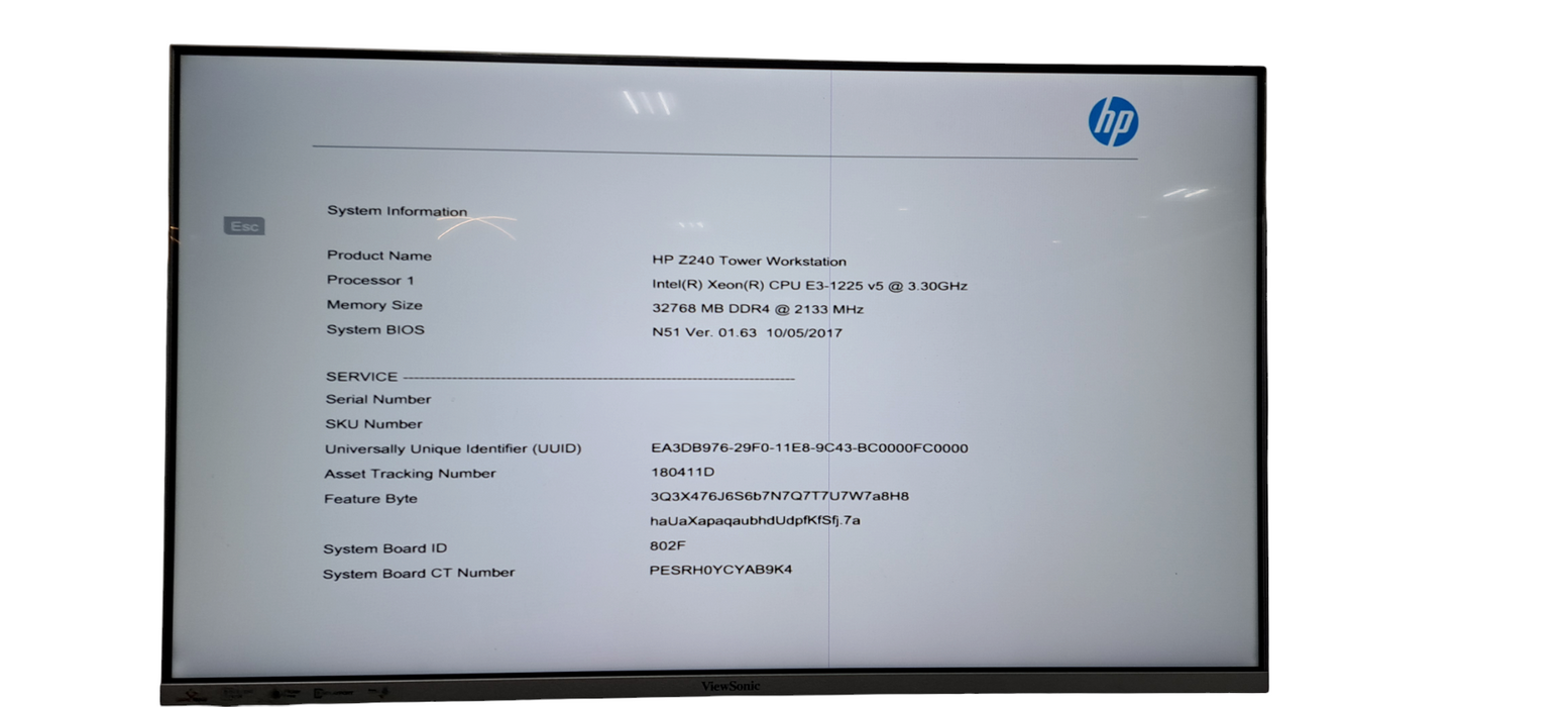 HP Z240 Workstation | Xeon E3-1225 v5| 32GB RAM|Quadro K1200|No HDD