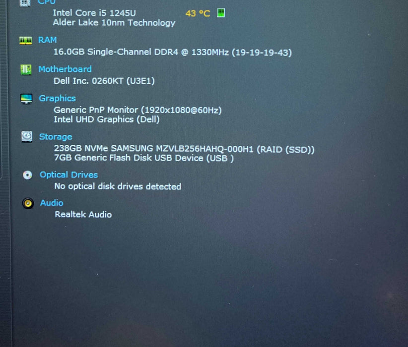 Dell Latitude 5430 Core i5-1245U@1.60GHz 16GB RAM 256GB SSD READ!  Lap200