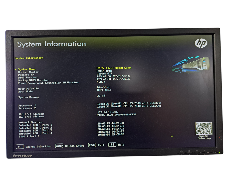 HP DL380 Gen9 2U 8x 2.5" | 2x Xeon E5-2640 v3 @2.60GHz, 32GB DDR4, 2x 500W