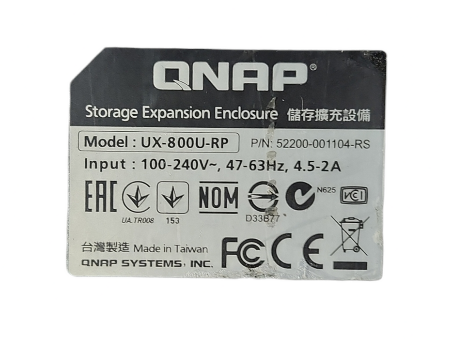 QNAP Storage Expansion Enclosure UX-800U-RP 8 Bays, READ