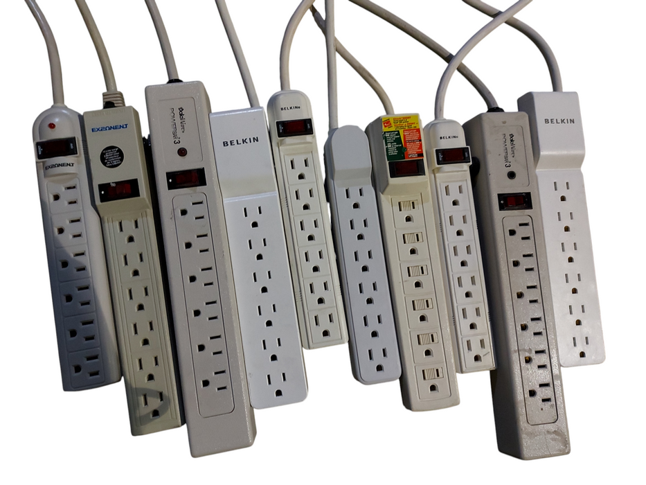 Lot 10x Assorted Power Bars / Strips / Extension Boards (White & 6 outlets)