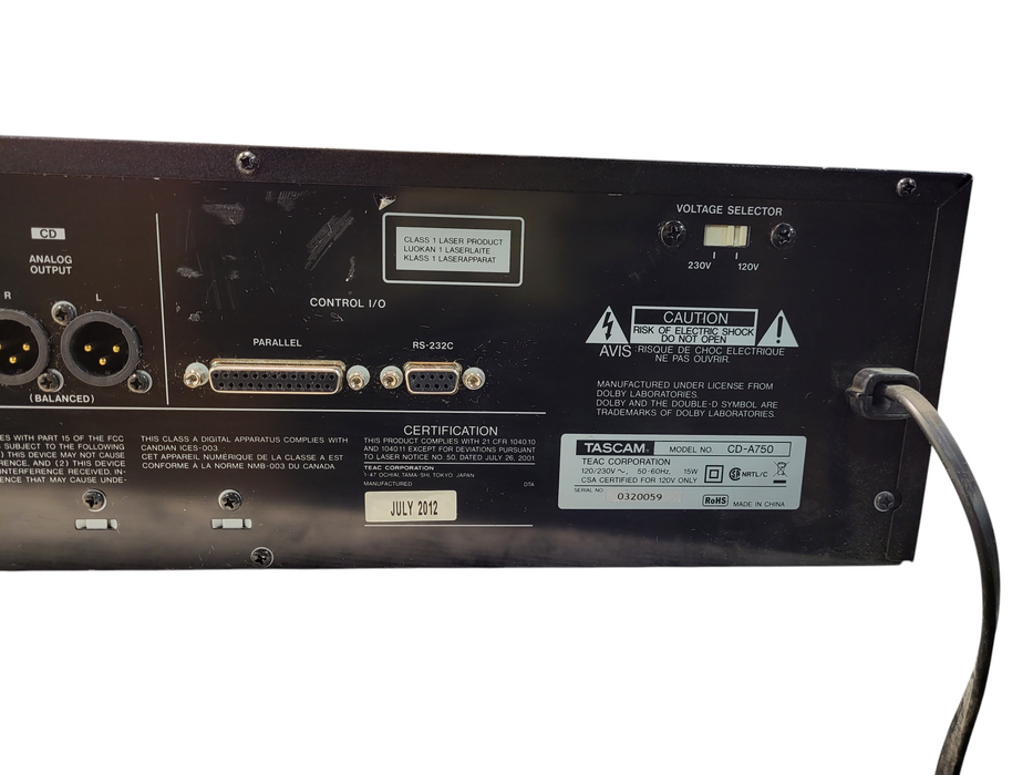 TASCAM CD-A750 Professional CD Player & Cassette Recorder Unit $