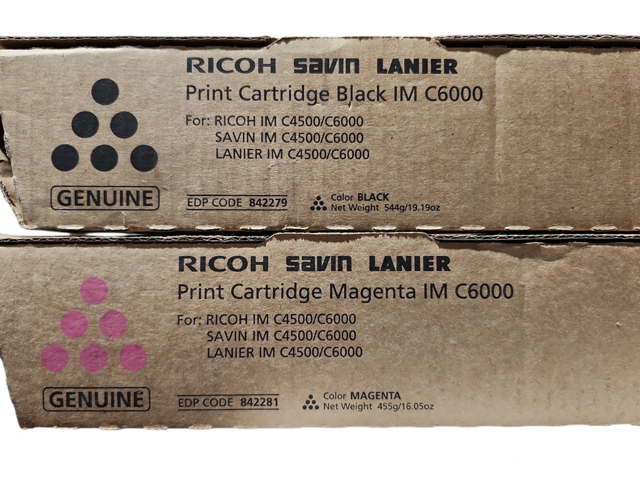 Ricoh Savin Lanier IM C6000 Magenta & Black Print Cartridge, 842281&842279