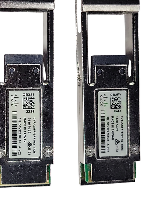 Lot of 2x CVR-QSFP-SFP10G Cisco 40G QSFP+ to 10G SFP+ Adapter Modules _