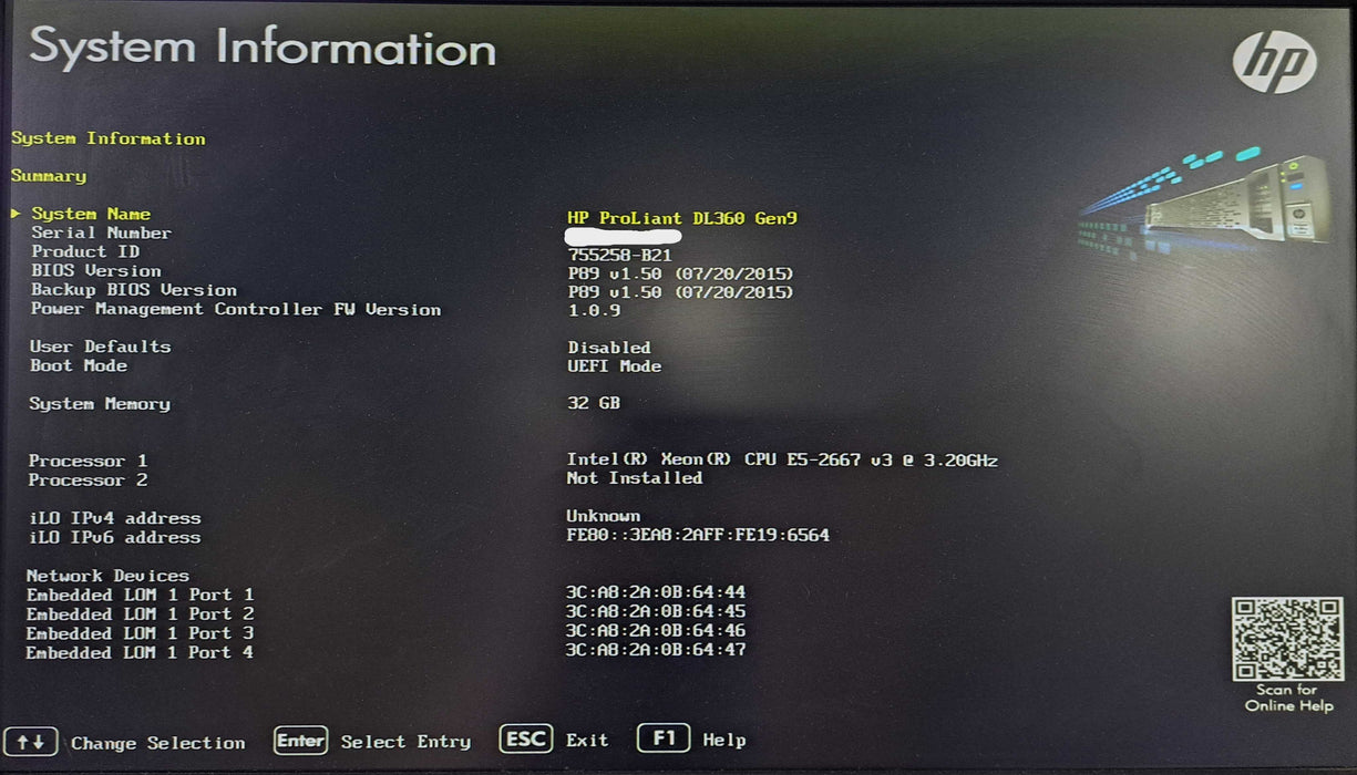 HP DL360 Gen9 1U 8x 2.5" | Xeon E5-2667 v3 @3.2GHz 8C, 32GB DDR4, P440ar