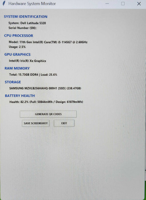 Dell Latitude 5320, i5-1145G7 @ 2.60GHz, 16GB DDR4, 256GB NVMe, FR KB  Lap200