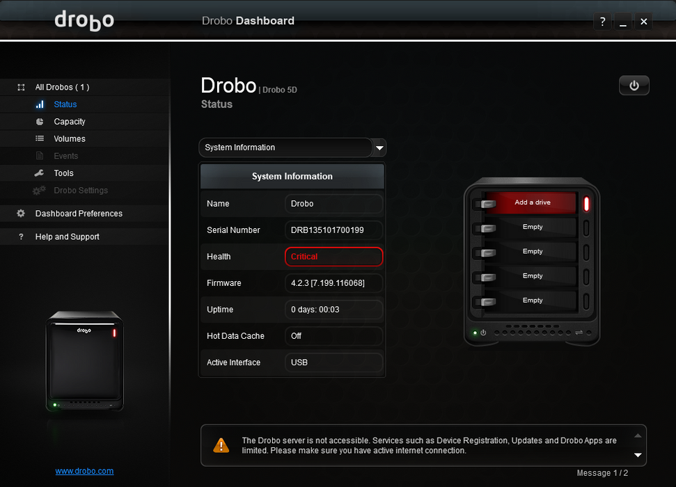 Drobo 5D, DRDR5-A 5-Bay Storage Array, No HDD, READ