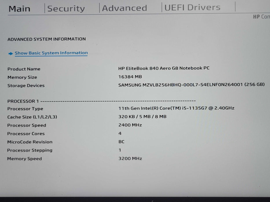 HP EliteBook 840 Aero G8, i5-1135G7 2.40GHz 16GB DDR4, 256GB NVMe Q_ Lap200