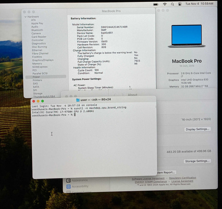 Apple MacBook Pro 16 2019 i7-9750H Radeon Pro 5300M 32GB RAM 512GB SSD READ