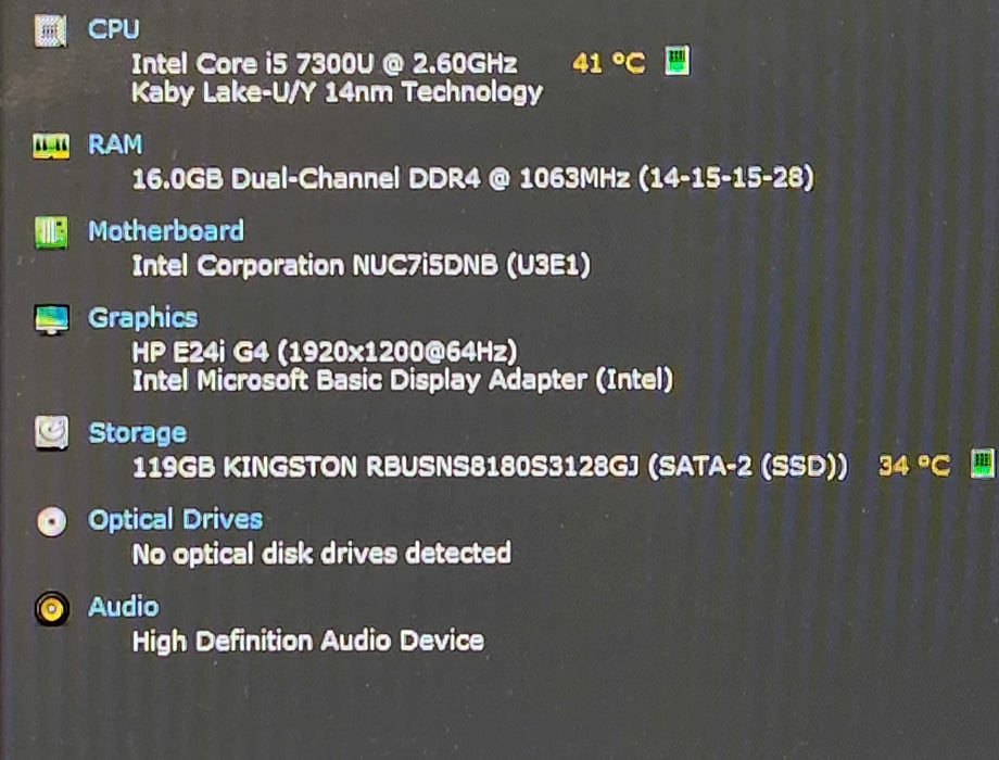 Intel NUC7i5DNK Mini PC | Intel Core i5-7300U 2.60GHz, 16GB DDR4, 128GB SSD )