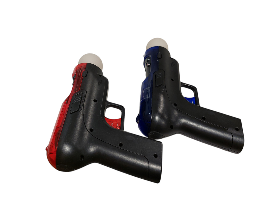 2-PS3 Motion Controllers cech-zcm1u with toy shooter controllers blue & red =