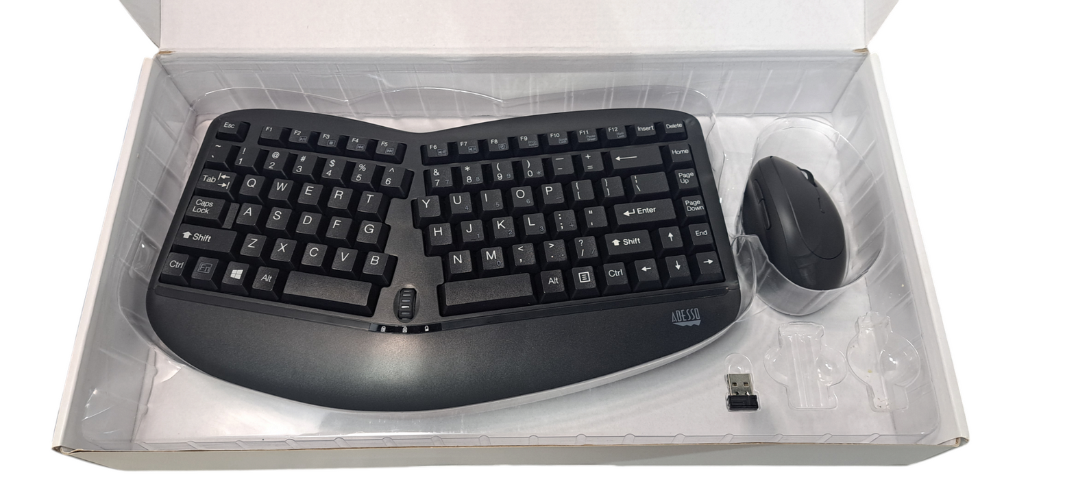 Like New Adesso Tru-Form Wireless Keyboard ErgWKB-1150CB