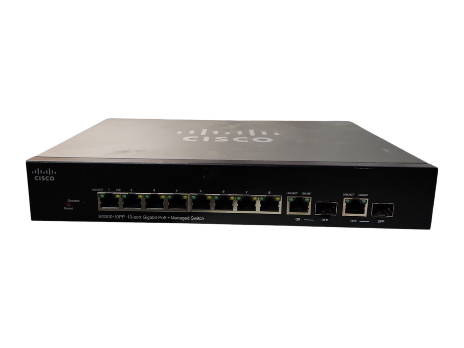 Cisco SG300-10PP-K9 V03, 10-Port Gigabit PoE+ Managed Switch