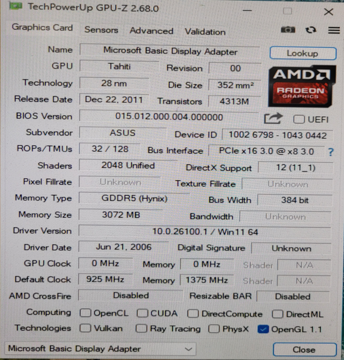 ASUS Radeon HD 7970 DirectCU II 3GB GDDR5 PCIe Graphics Card