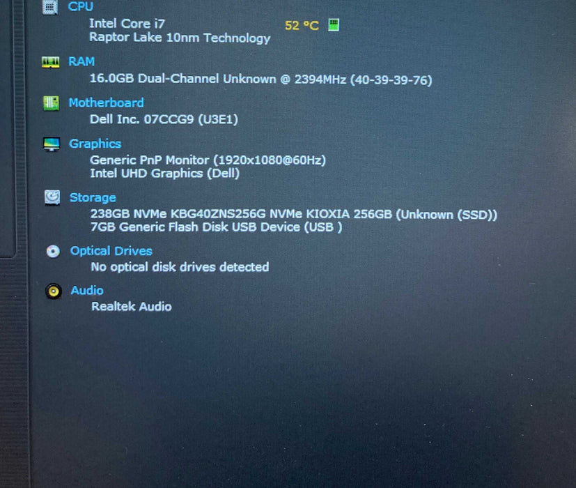 Dell Latitude 3550 Core i7-1355U@1.7GHz 16GB DDR5 RAM 256GB SSD  Lap200