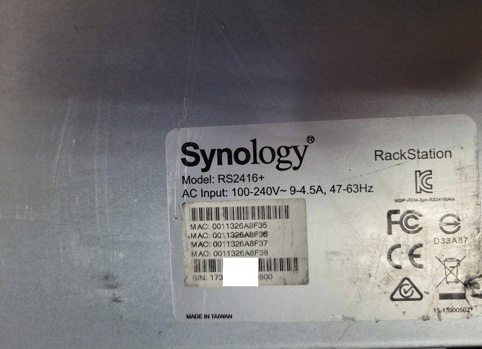 Synology RS2416+ 2U RackStation 12-Bay NAS with 3x 3TB + 9x 2TB HDD Bays  _