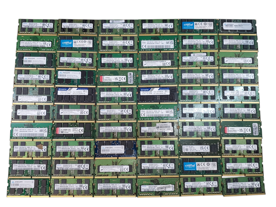 Lot of 60x, Assorted 16GB DDR4 SODIMM Laptop RAM