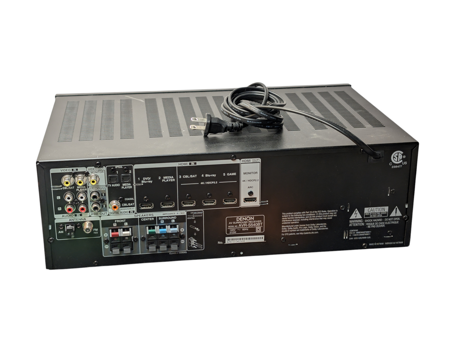 DENON AVR-S540BT HDMI 4K 5.2 Surround Sound Home Theatre Receiver  -