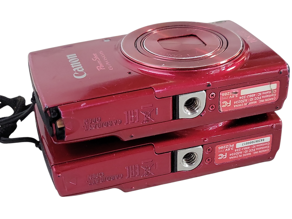 Lot of 2x Canon Power Shot Elph 190 IS 10x Zoom Digital Camera Red. READ _