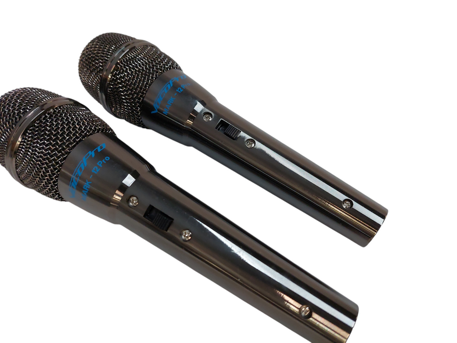 Pair of 2 Chrome Voco Pro Mark-12 Pro Dynamic Microphones  =