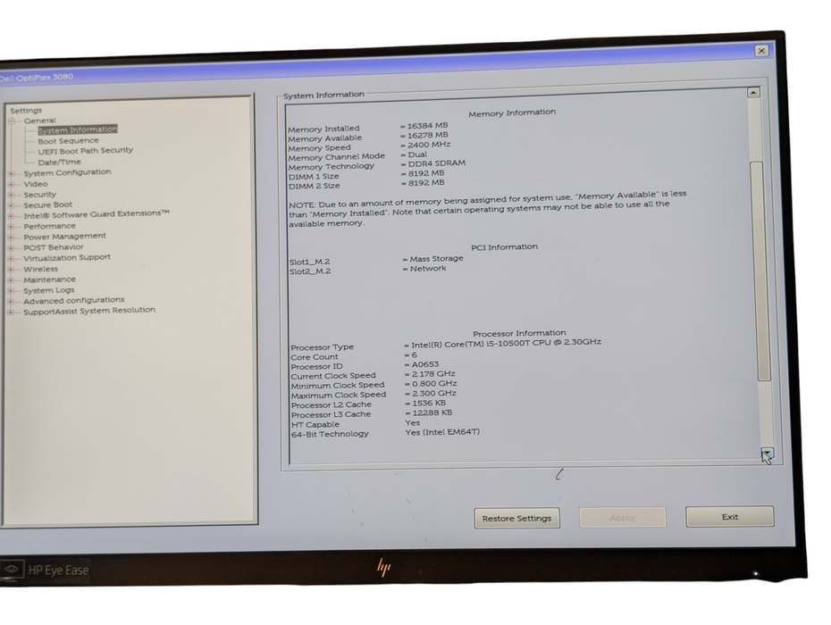 DELL OptiPlex 3080 Micro Intel Core i5-10500T 16GB RAM 256GB NVMe SSD  -