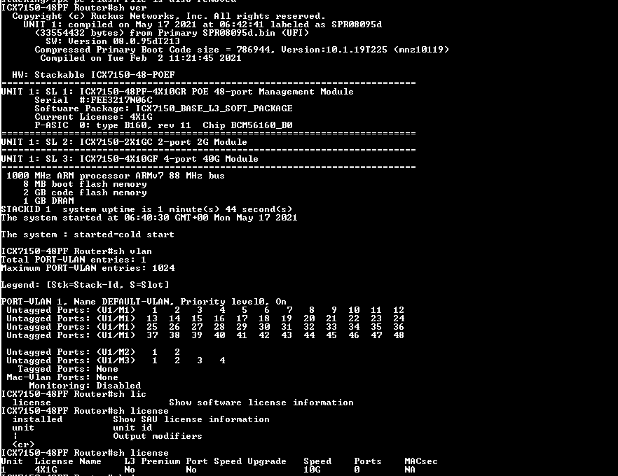 Ruckus ICX 7150-48PF-4X10GR, 48x Gigabit PoE+ 740W, 4x 10G SFP+ Switch