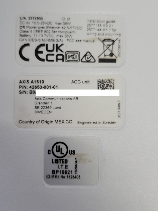 Axis A1610 Powered by Genetec Network Door Controller 42653-001-01 only _