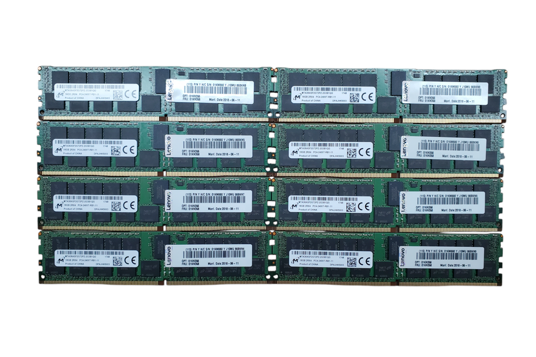 Lot 8x Micron 16GB 2RX4 PC4-2400T-R DDR4 Server RAM