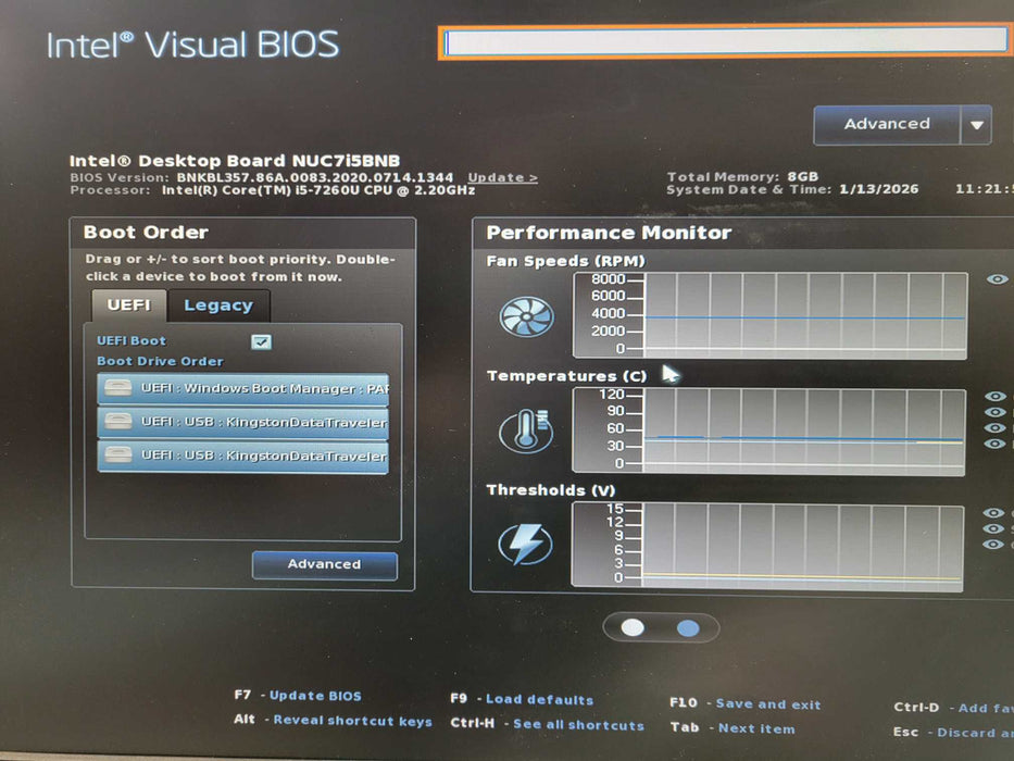 Intel Mini PC NUC NUC7i5BNB Core i5-7260U @2.20GHz 8GB DDR4 RAM, 256GB SSD !