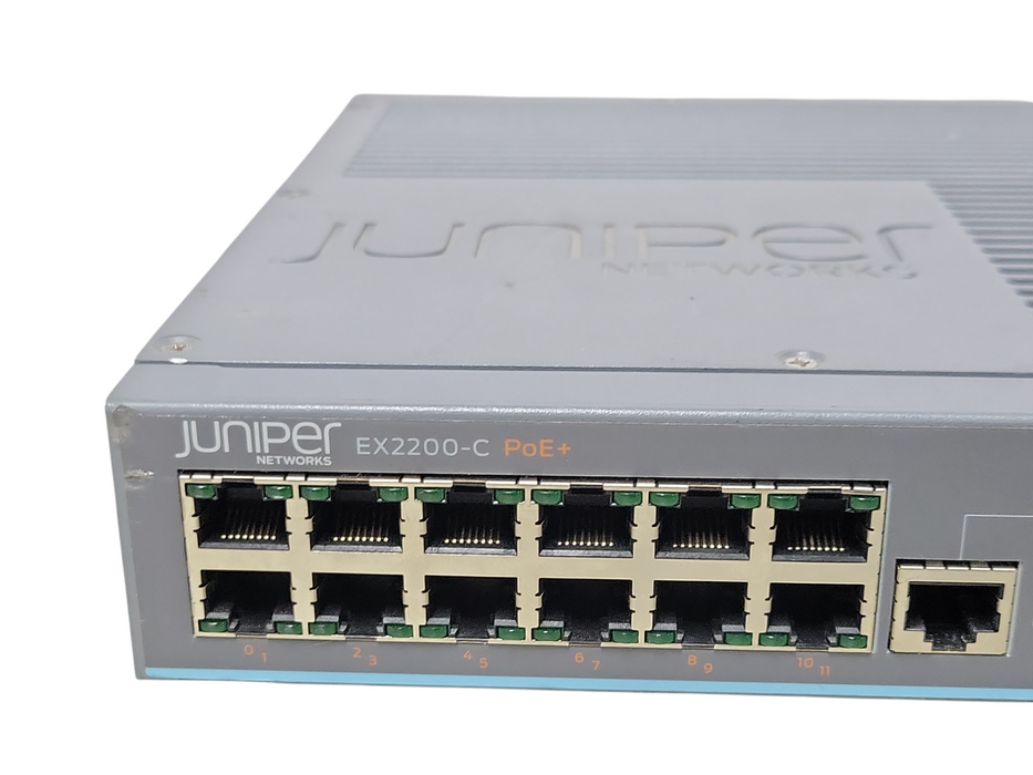 Juniper EX2200-C-12P-2G 12-Port 10/100/1000BASE-T PoE+ Compact Switch, SEE _