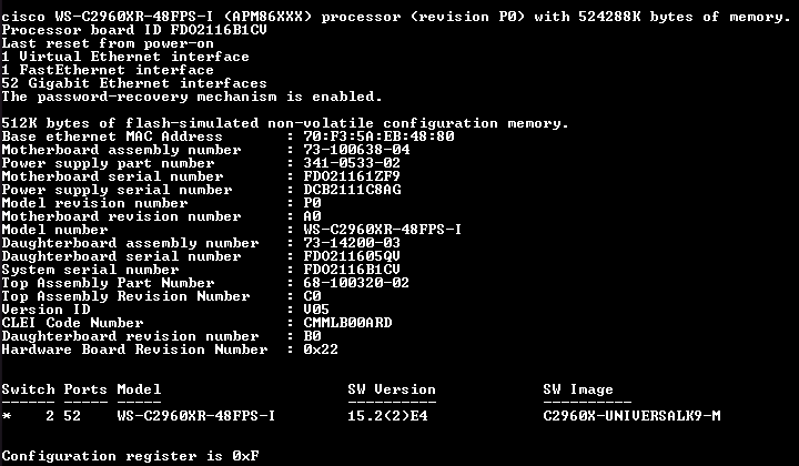 Cisco WS-C2960XR-48FPS-I V05 | 48-Port Gigabit PoE | 2x1025W PSU | Stack mod Q