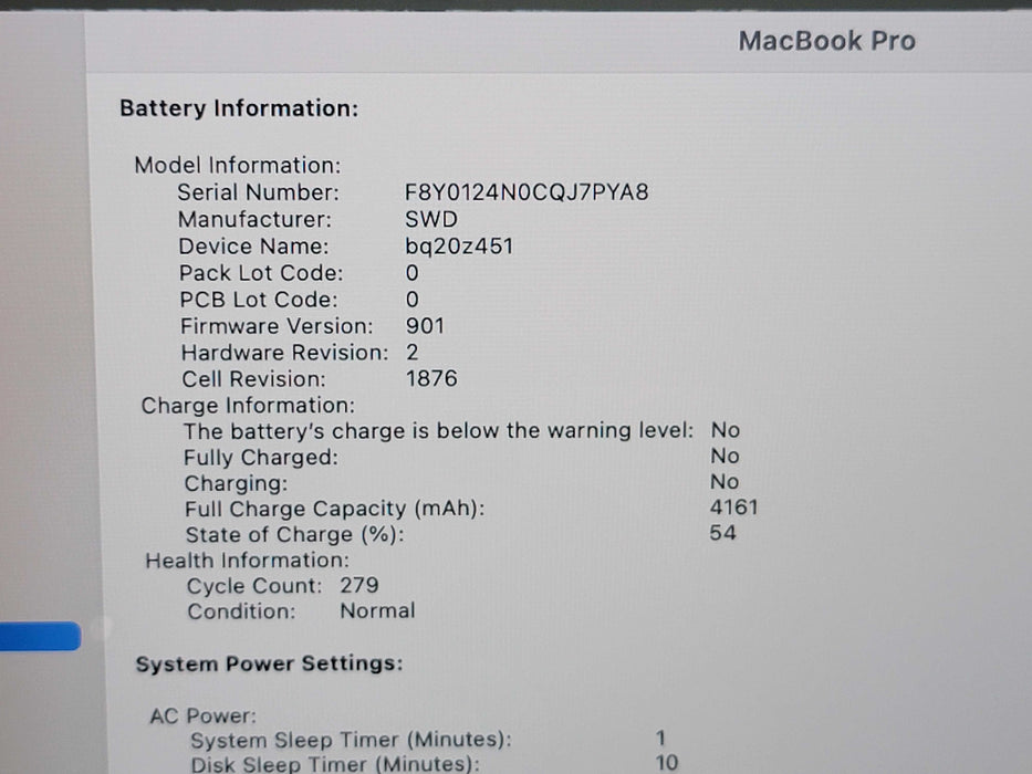 Apple Macbook Pro 2018 13" 4-Core i5-8259U @ 2.3GHz 8GB DDR3 250GB SSD READ