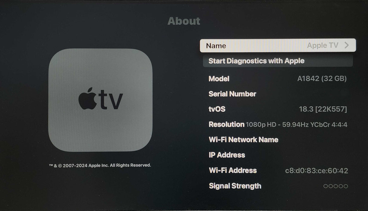 Apple TV 4K 1st Generation 32GB A1842 w/ Remote