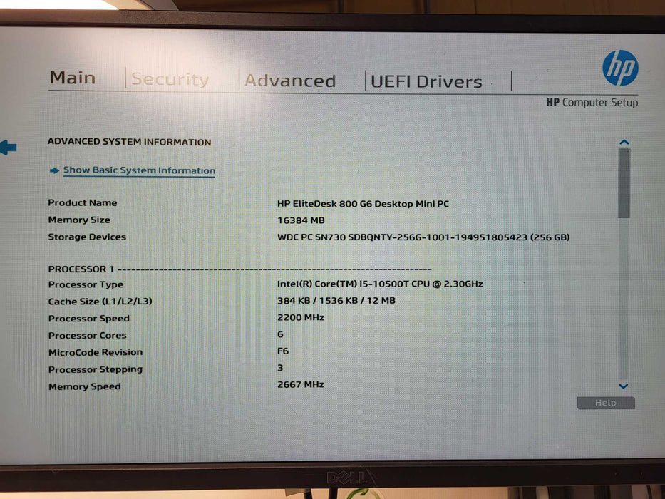 HP EliteDesk 800 G6 USFF i5-10500T CPU 2.30GHz 16GB DDR4 256GB NMVe w/ AC $
