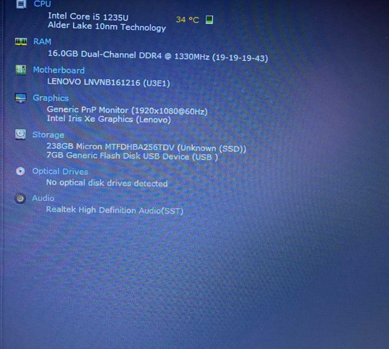 Lenovo Ideapad 3 15IAU7 Core i5-1235U@1.30GHz 16GB RAM 256GB SSD READ!  Lap200