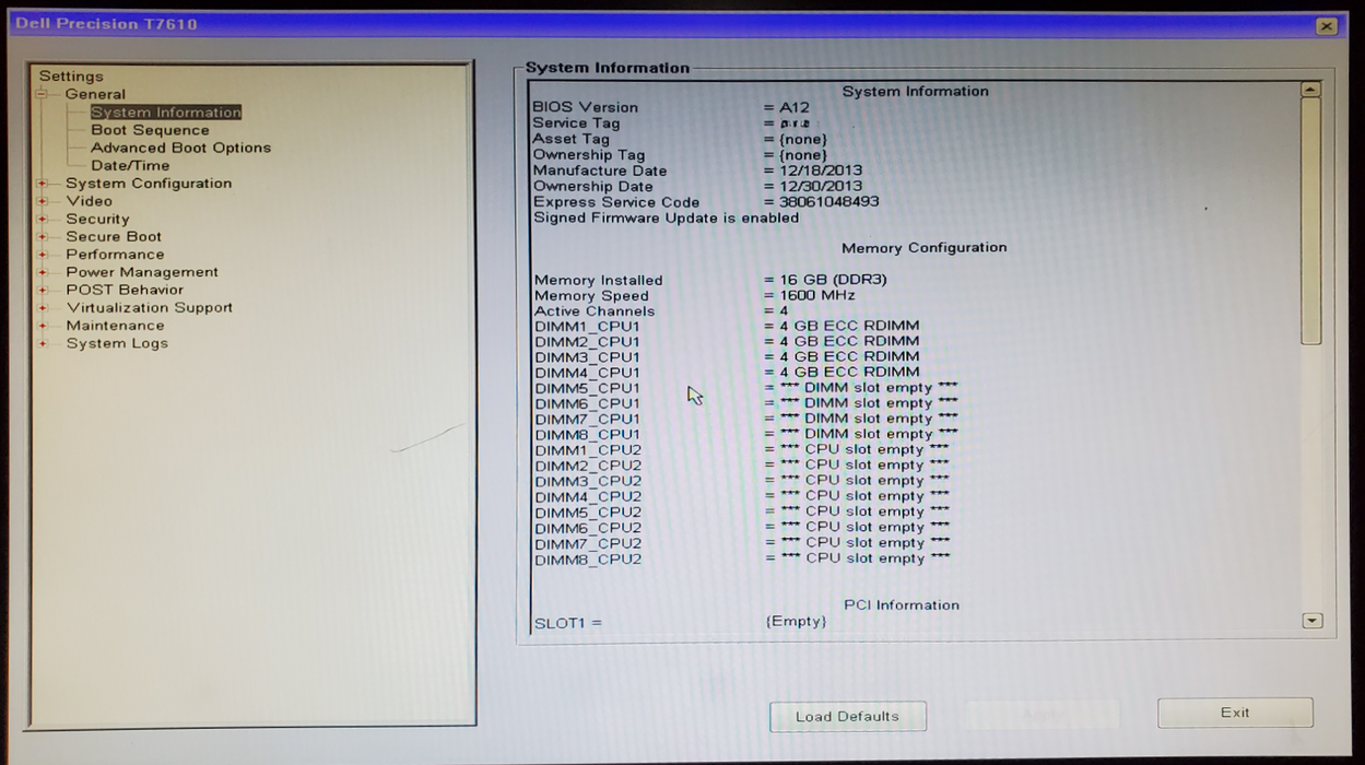 Dell T7610 Workstation Xeon E5-2620 v2 16GB DDR3 Quadro K4000 - No HDD