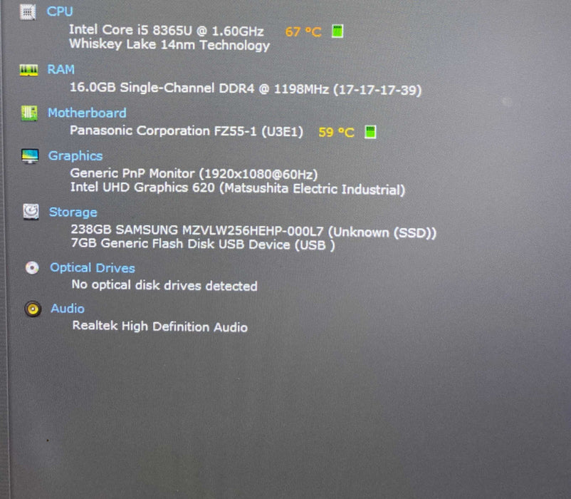 Panasonic ToughBook FZ-55 Core i5-8365U 16GB RAM 256GB SSD 530Hrs. READ!  Lap200