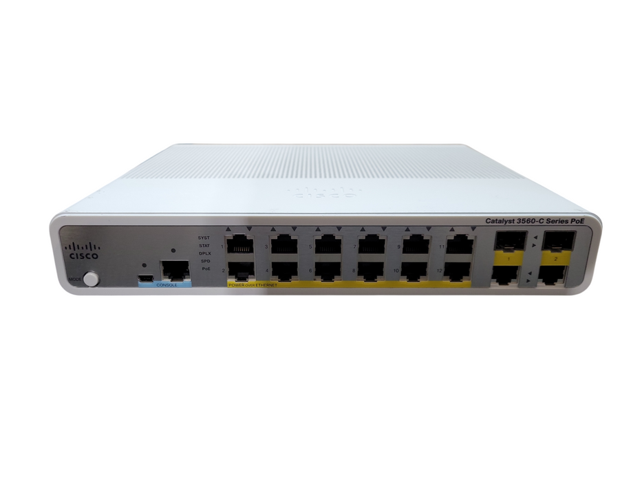 CISCO Catalyst WS-C3560C-12PC-S PoE+ Managed Ethernet Network Switch !
