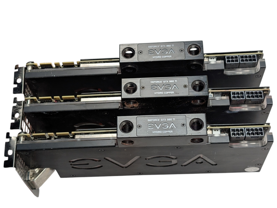 Lot of 3x EVGA GeForce GTX 980 Ti 6GB HYDRO COPPER EK Waterblock  -