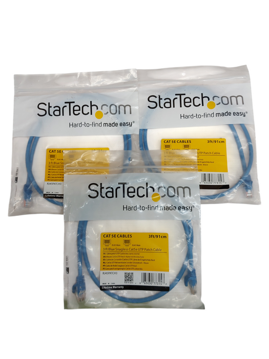 Lot 3x StarTech 3ft Cat6 RJ45 Ethernet Cable – Blue