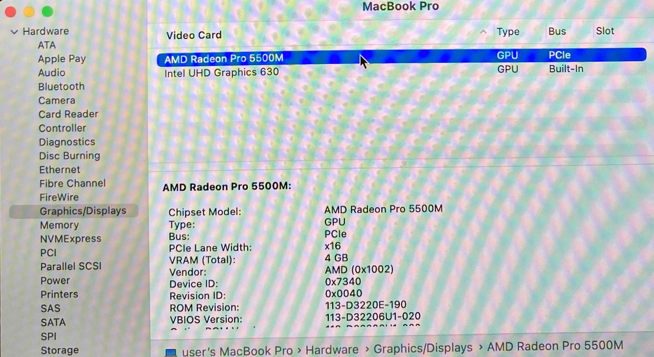 Apple MacBook Pro 16in 2019 i9-9880H Radeon PRO 5500 16GB RAM 1TB SSD READ