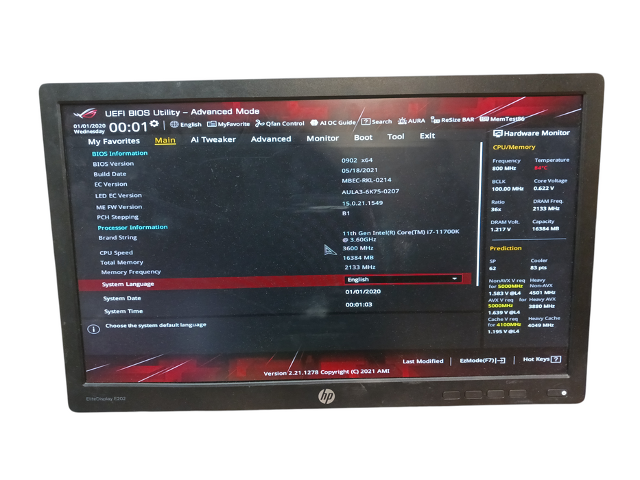 ASUS ROG Strix Z590-E Gaming WiFi 6E & Intel i7-11700K CPU 16GB DDR4 READ