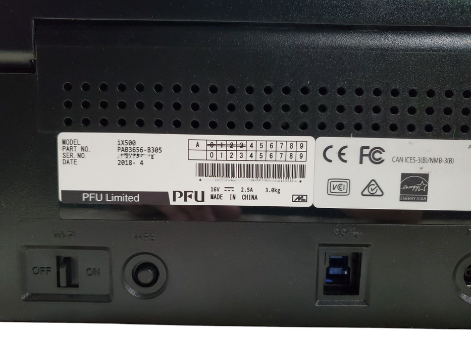 Fujitsu iX500 ScanSnap Color Duplex Image Document Scanner PA03656-B305 Q