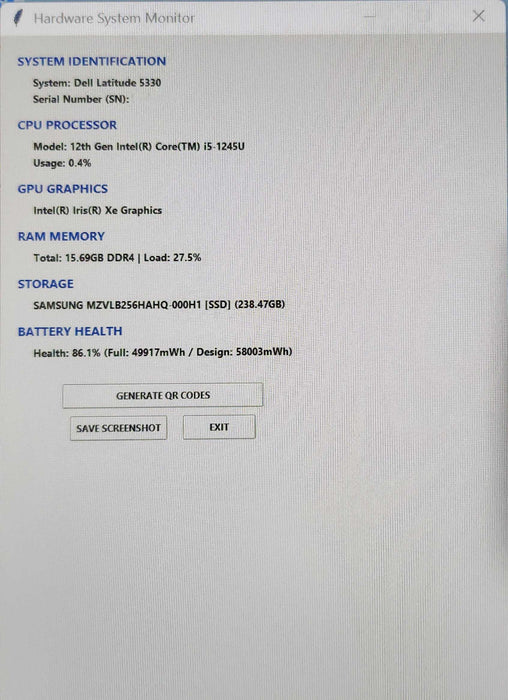Dell Latitude 5330, i5-1245U, 16GB DDR4, 256GB NVMe  Lap200